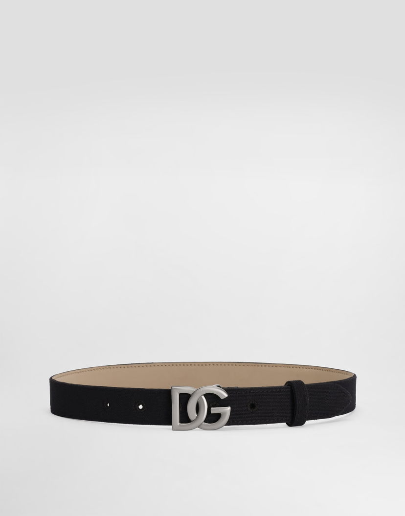 Opasok Dolce & Gabbana Canvas And Calfskin DG Logo Belt Čierna | EC0083A00698B979