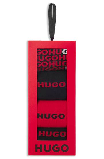 Ponožky BOSS Four-pack regular-length socks with logo designs Červená | 50546673, 1