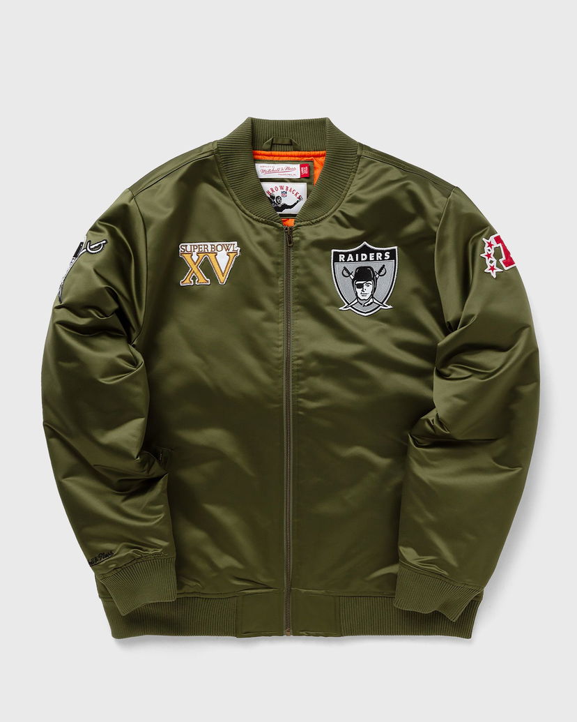 Bomber bunda Mitchell & Ness NFL SATIN BOMBER JACKET LAS VEGAS RAIDERS Zelené | OJZP5927-LAIYYPPPOLIV