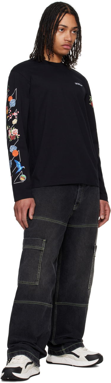Tričko Off-White Off-White Fresco Diag Long Sleeve T-Shirt Čierna | OMAB086S25JER0011001, 3