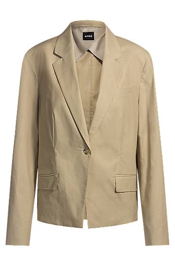 Bunda BOSS BOSS Airy Stretch Cotton Single-Button Blazer Béžová | 50537453, 0