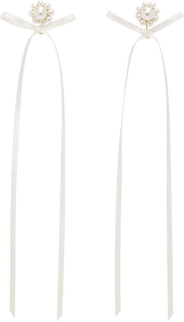 Náušnice Simone Rocha Simone Rocha Bow Ribbon Stud Earrings Biela | ERG389S 0904, 0
