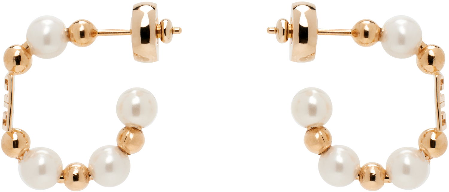 Náušnice Givenchy Pearl & Gold-Tone Hoop Earrings Metalická | BF111PF03U645, 0
