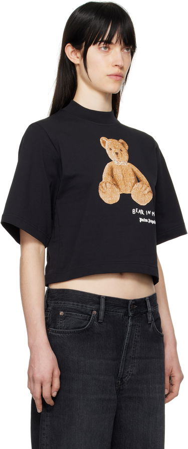 Crop Top Palm Angels Palm Angels 'Bear In Mind' Cropped T-Shirt Čierna | PWAA020S25JER0051060, 1