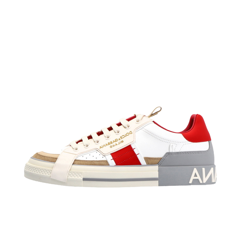Tenisky a topánky Dolce & Gabbana Custom 2.Zero Low Beige White Grey Red Biela | CS1863 AO754 8K703