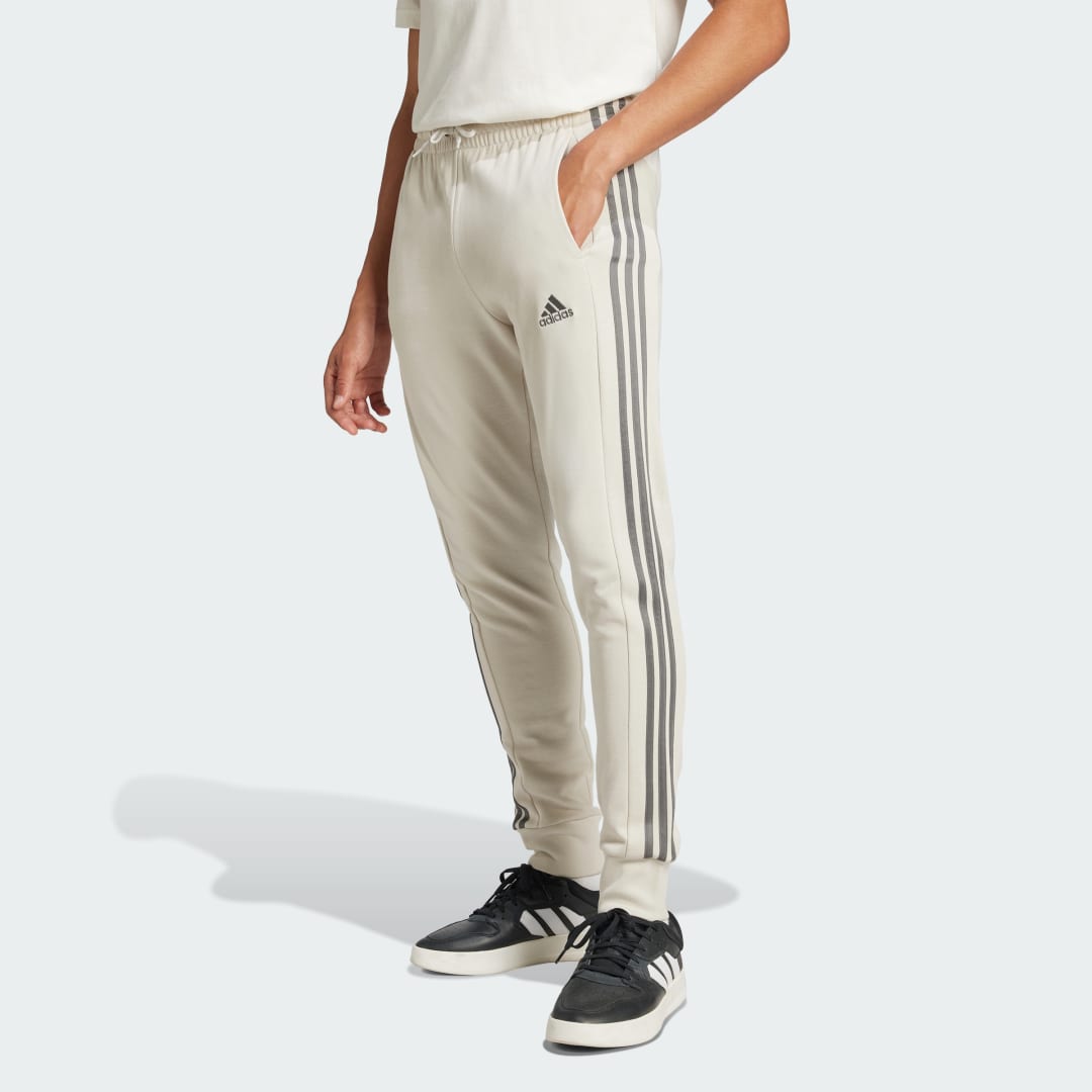 Tepláky adidas Performance Essentials French Terry Tapered Cuff 3-Stripes Pants Béžová | IW7682, 0