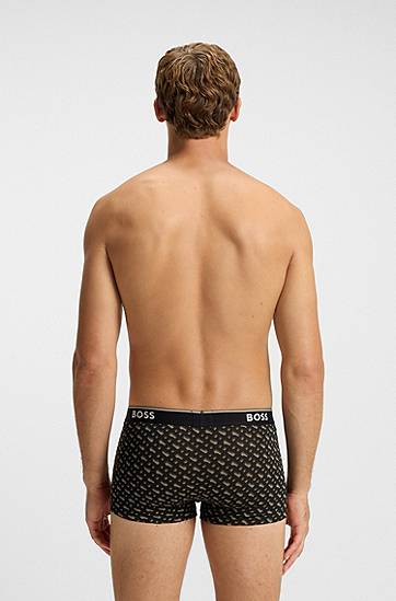 Boxerky BOSS Assorted three-pack of solid and patterned trunks in stretch cotton Rôznofarebný | 50554443, 1