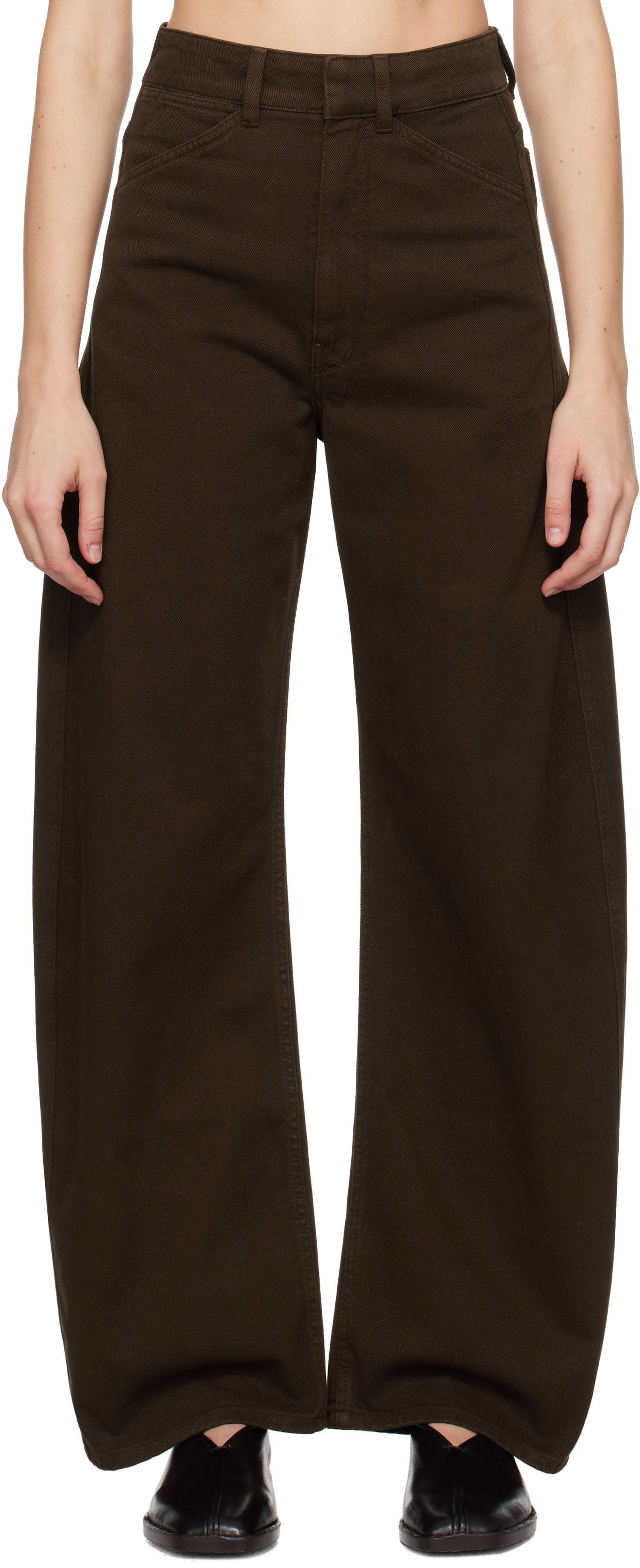 Nohavice LEMAIRE Lemaire High-Waisted Curved Pants Hnedá | PA1052 LD1001, 0