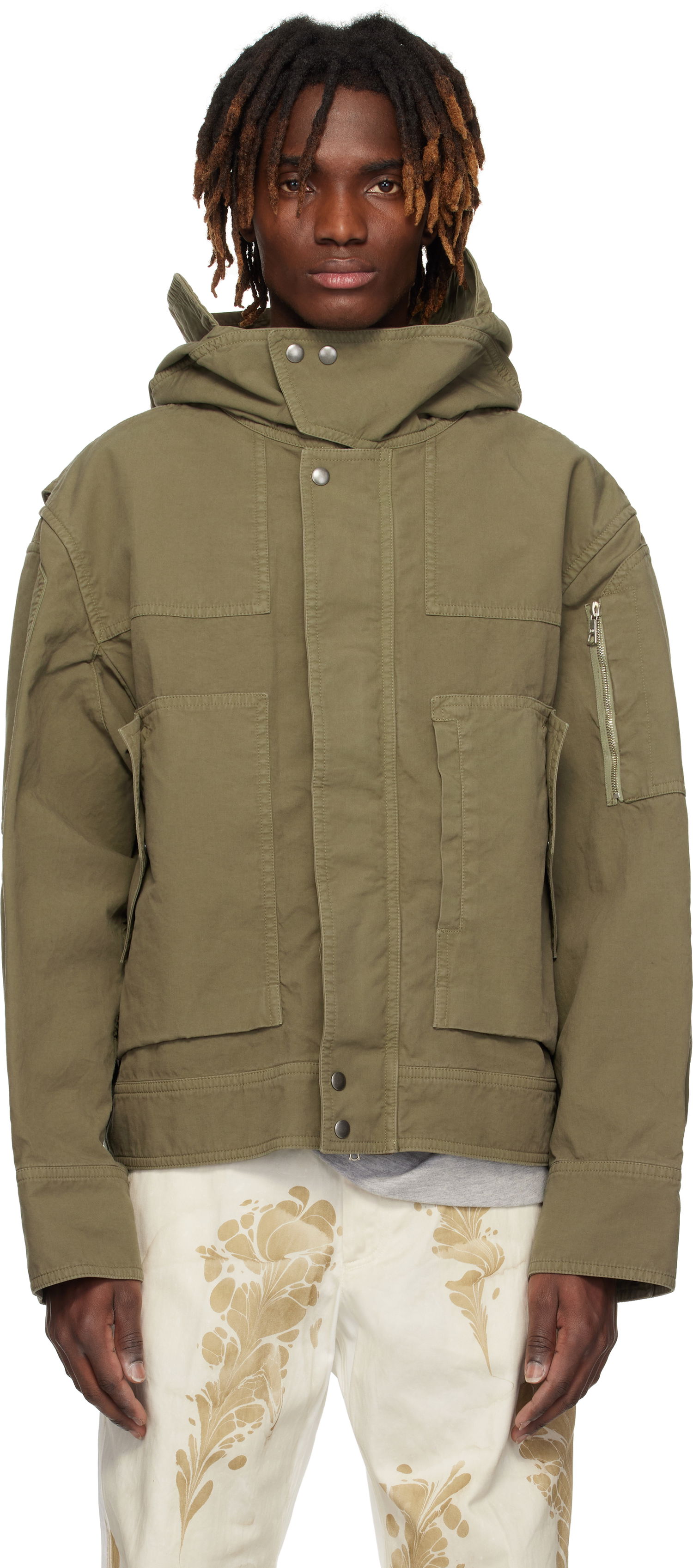 Parka Dries Van Noten Dries Van Noten Flap Pocket Hooded Jacket Zelené | 251-020548-1146, 0