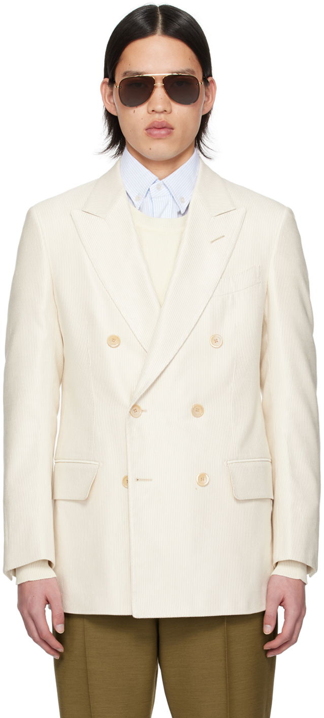 Bunda Tom Ford TOM FORD Atticus Double-Breasted Blazer Béžová | JLBP02-CSS10, 0
