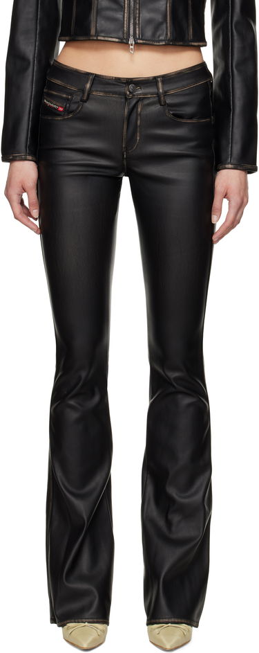 Džínsy Diesel Diesel P-Stellar-Q1 Faux-Leather Flare Trousers Čierna | A16701 0IKAR, 0