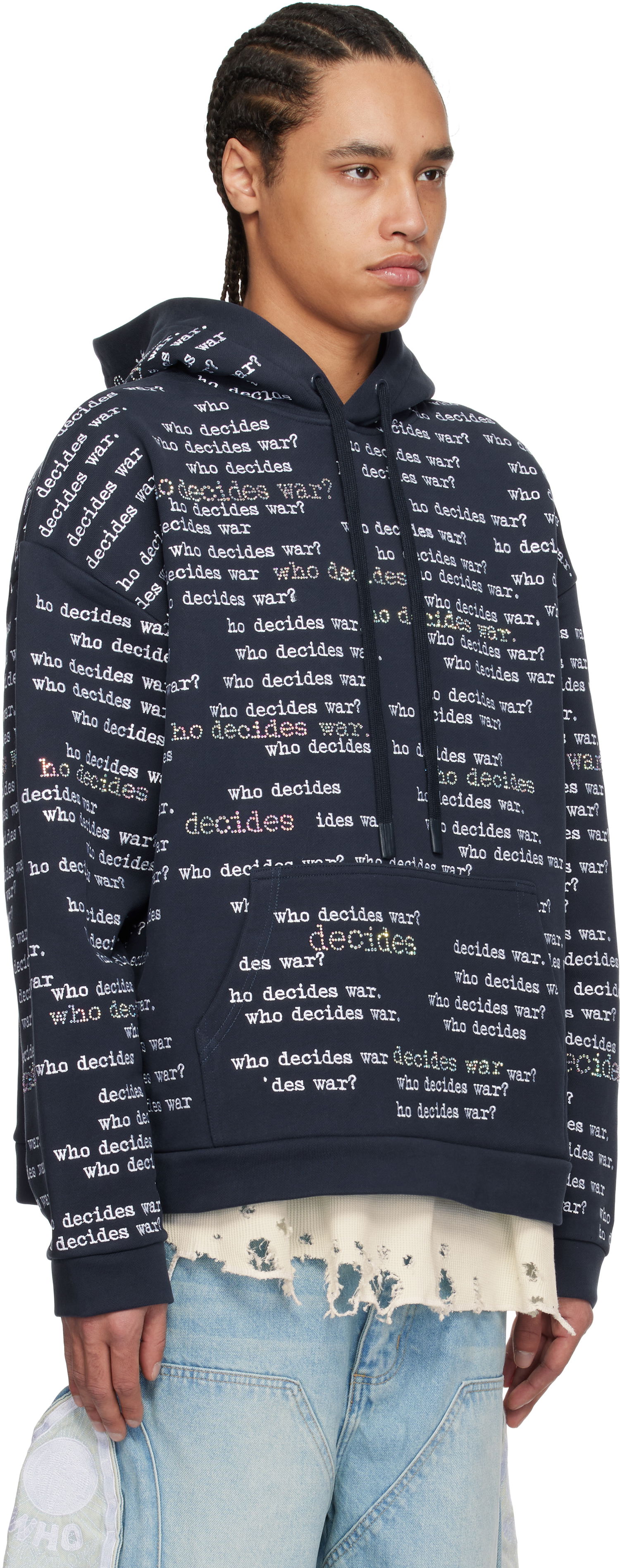Mikina Who Decides War WDW Scripture Hoodie Navy | 1110540019SS25, 1