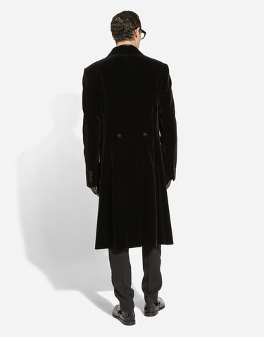 Kabáty Dolce & Gabbana Velvet Coat With Satin Details Čierna | G039YTFUVCEN0000, 2