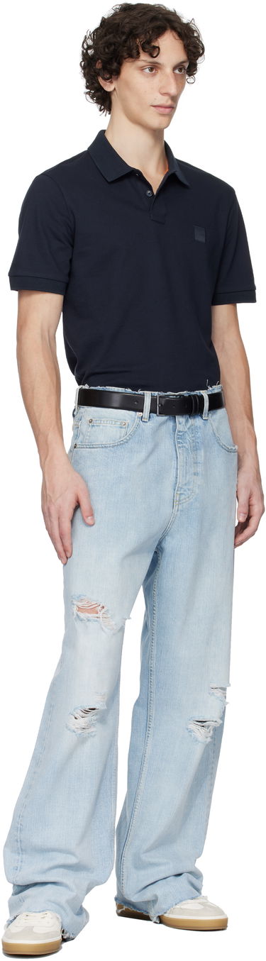 Opasok BOSS Leather Belt with Gunmetal Hardware Čierna | 50239979, 3