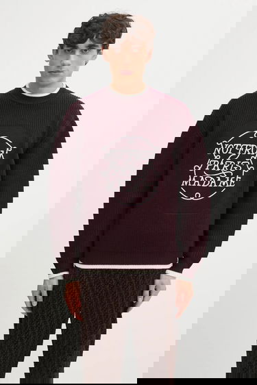 Sveter Drôle de Monsieur Slogan Ribbed Sweater Vínová | I.PO184.WO007, 0