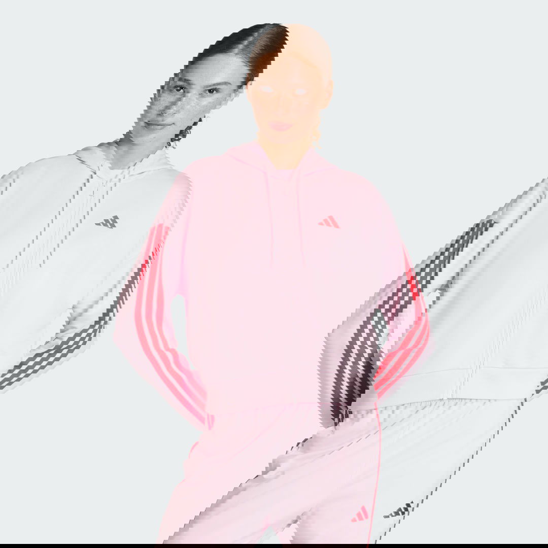 Mikina adidas Performance Essentials 3-Stripes French Terry Full-Zip Hoodie Ružová | KD4789, 0