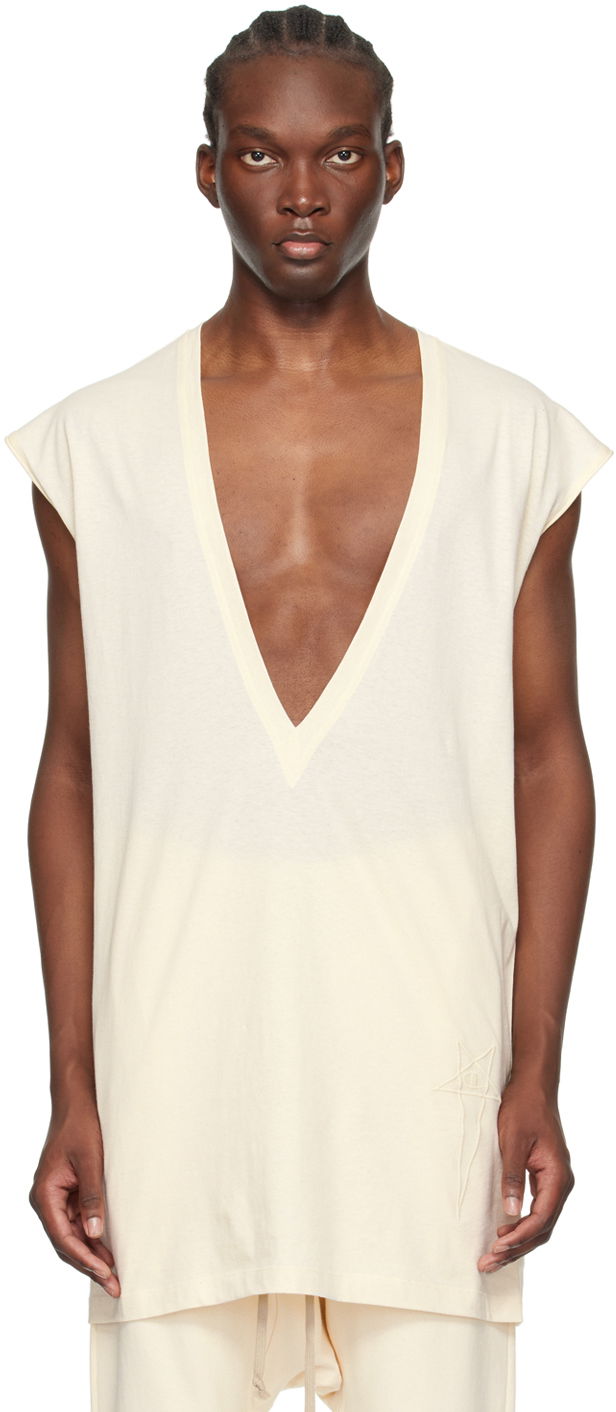 Tielko Rick Owens Dylan Champion Edition Deep V-Neck T-Shirt Béžová | CM01D0465 CHJER, 0