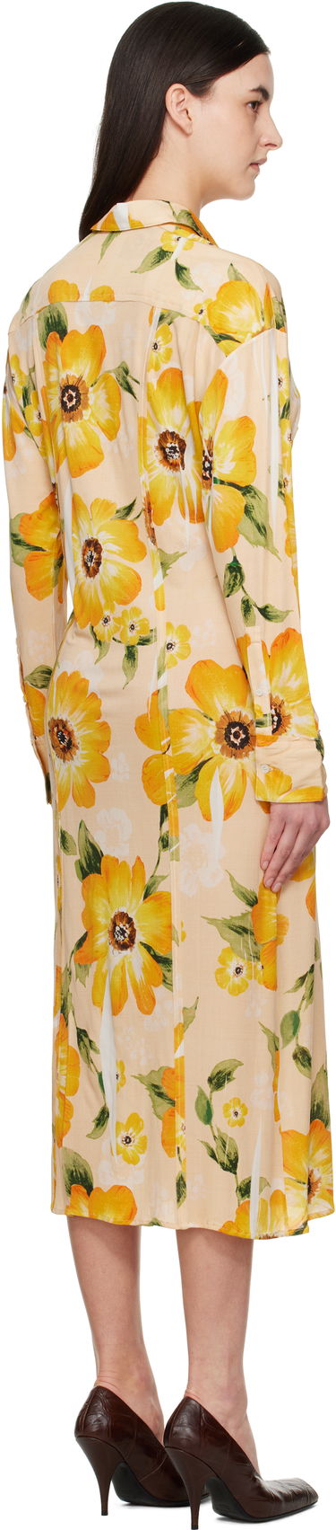 Šaty Acne Studios Acne Studios Button-Up Floral Print Midi Dress Žltá | A20803-, 2