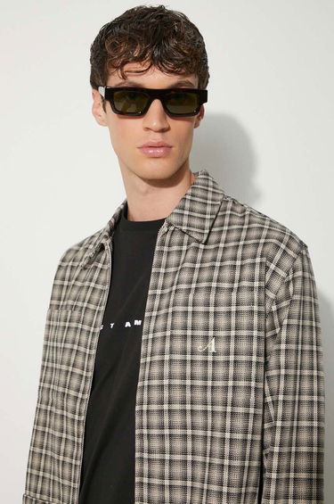 Bunda Awake NY Awake NY Oversize Plaid Zip-Up Shirt Jacket Béžová | SP24.OT004, 4