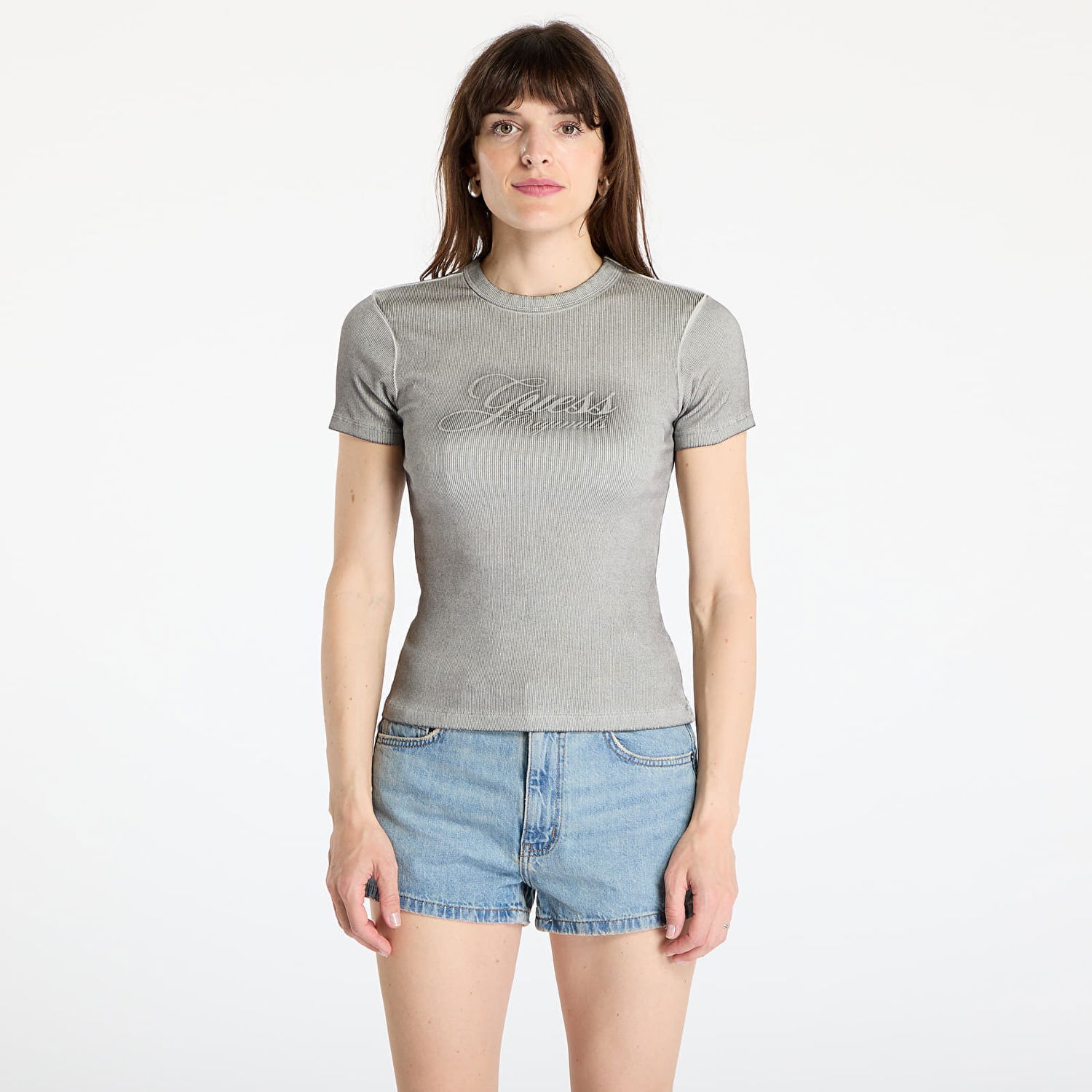 Tričko GUESS GUESS Originals Eco Ribbed Spray T-Shirt Šedá | W5GP59KCTT1-JTMU, 0