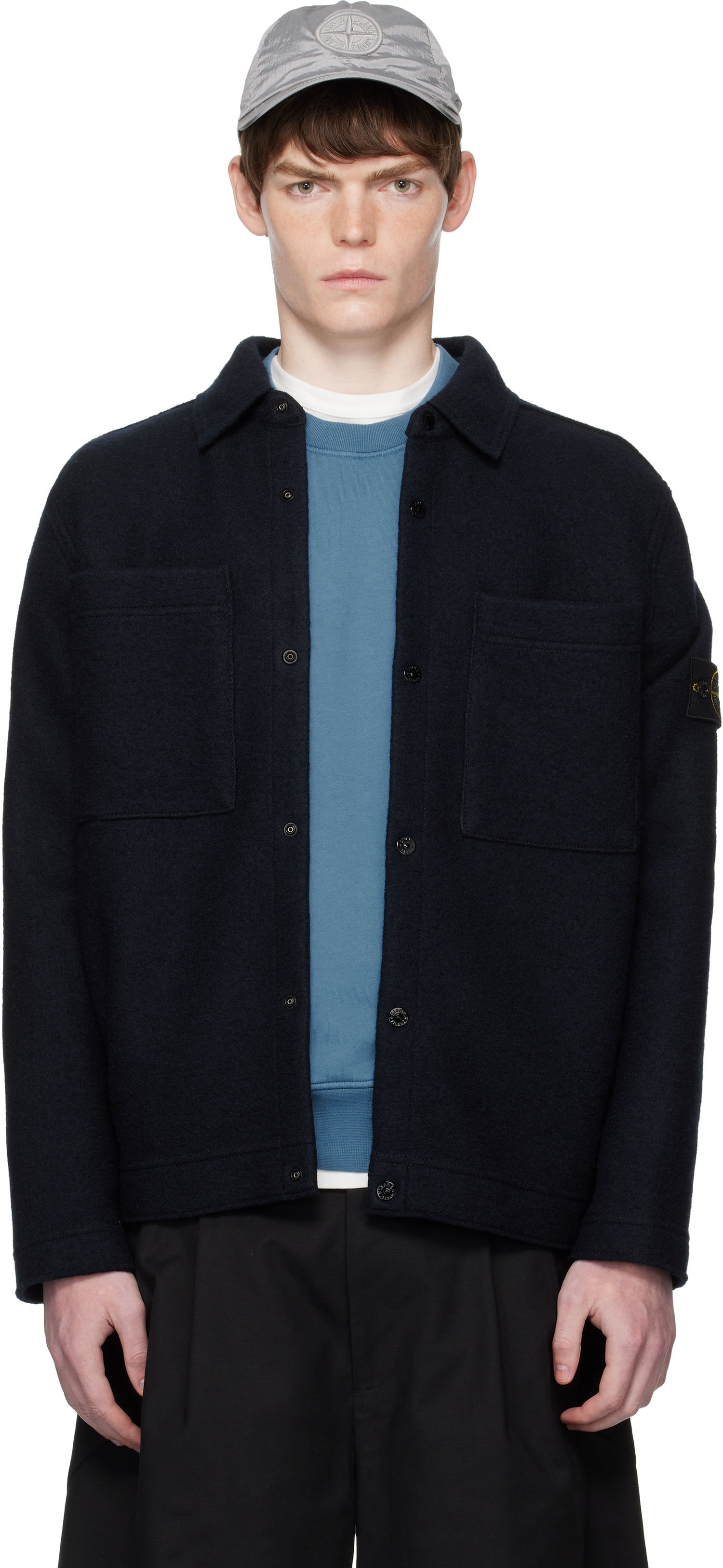 Bunda Stone Island Stone Island Wool Overshirt Navy | K2S15 5100058 S0IN1, 0