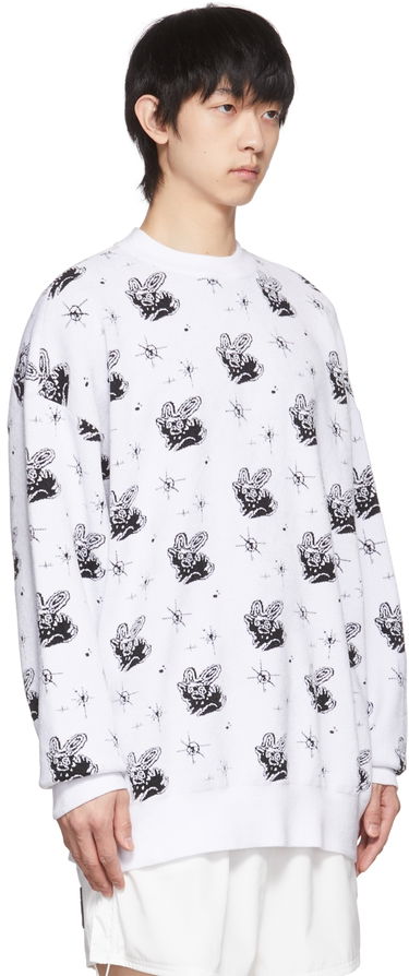 Sveter We11done Monster Print Reversible Sweater Biela | WD-KT1-22-651-U-WH, 1