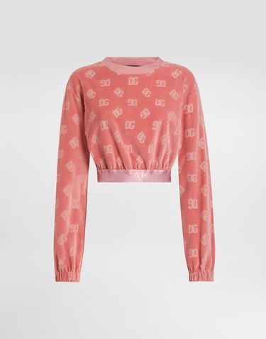 Mikina Dolce & Gabbana Dolce & Gabbana Chenille Jacquard Cropped Sweatshirt Ružová | F9R09TFJ7DLF0473, 0