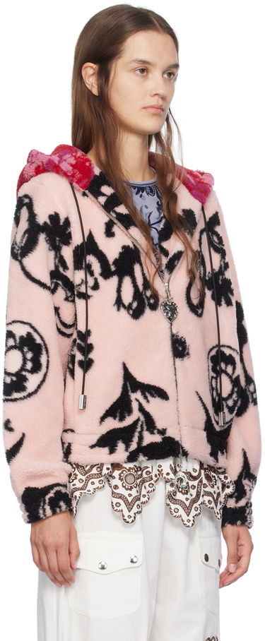 Mikina Chopova Lowena Jacquard-Graphic Fleece Zip-Up Hoodie Ružová | 5223, 1