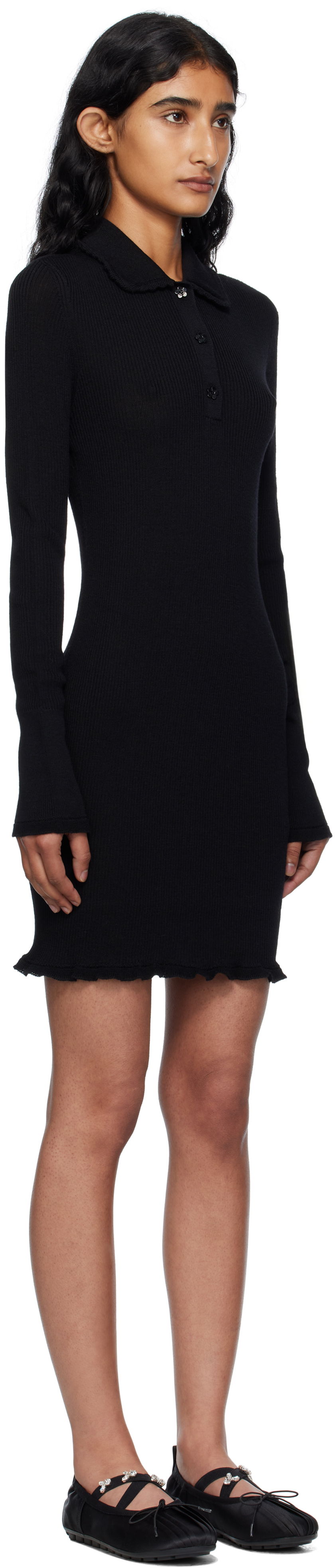 Šaty Cecilie Bahnsen Cecilie Bahnsen Botka Knit Polo Minidress Čierna | 2.25KNI57001 BOTKA DRESS, 1