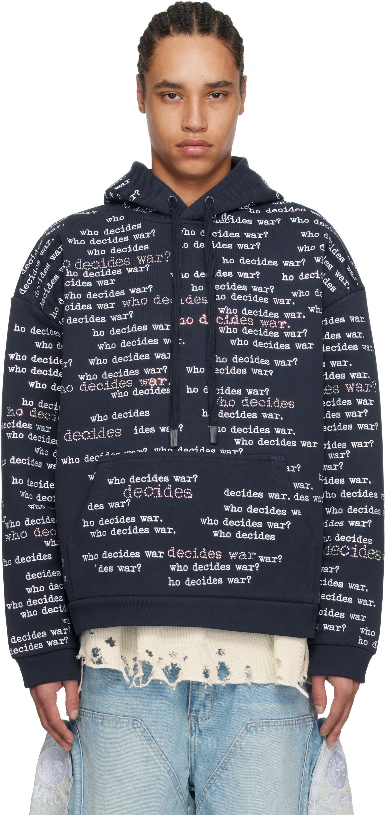 Mikina Who Decides War WDW Scripture Hoodie Navy | 1110540019SS25, 0