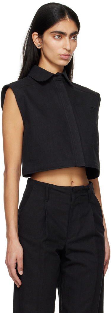 Košeľa Loulou de Saison Loulou de Saison Adora Cropped Sleeveless Shirt Biela | ADORA, 4