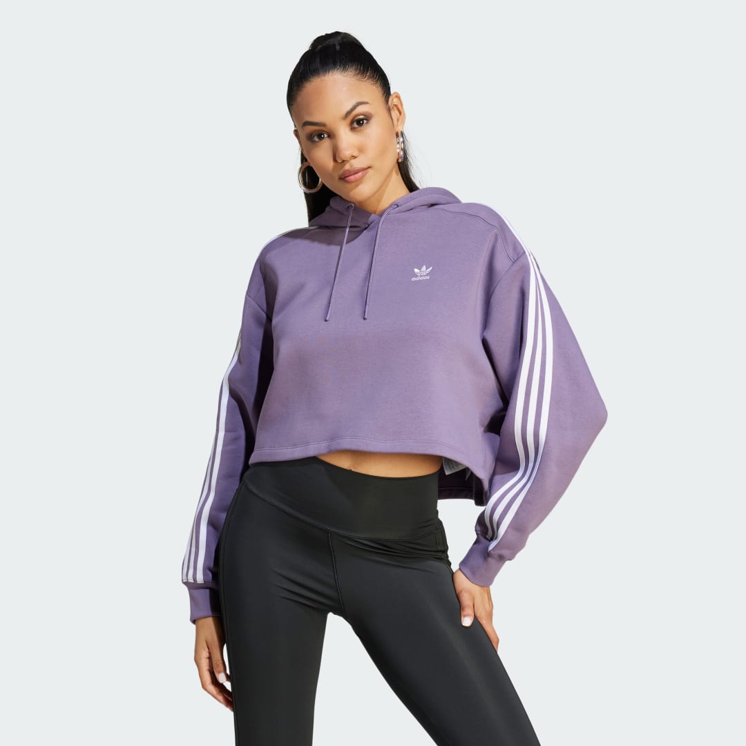 Mikina adidas Originals Adicolor Classics Cropped Hoodie Fialová | IK6481, 1