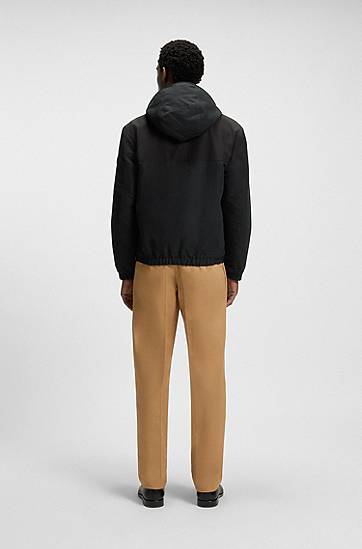 Bunda BOSS Water-Repellent Hooded Poplin Jacket Čierna | 50544135, 1