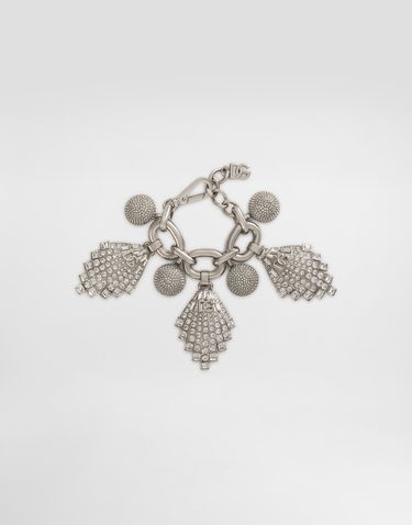 Náramok Dolce & Gabbana Dolce & Gabbana Rhinestone Maxi-Bracelet with Chain and DG Logo Metalická | WBR2E5W111187655, 0