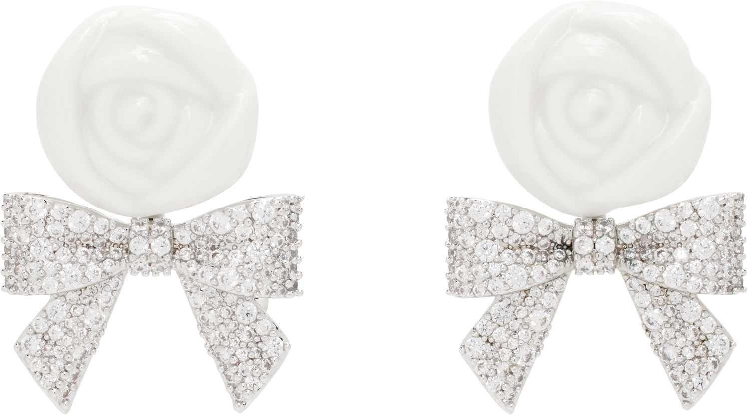 Náušnice SHUSHU/TONG SHUSHU/TONG YVMIN Edition Rose Pave Bowknot Earrings Biela | 25655WHT00DN2, 0