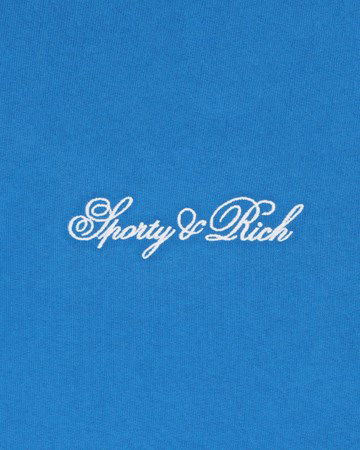 Sveter Sporty & Rich Cursive Logo Embroidered Polo Crewneck Modrá | PO851RB, 1