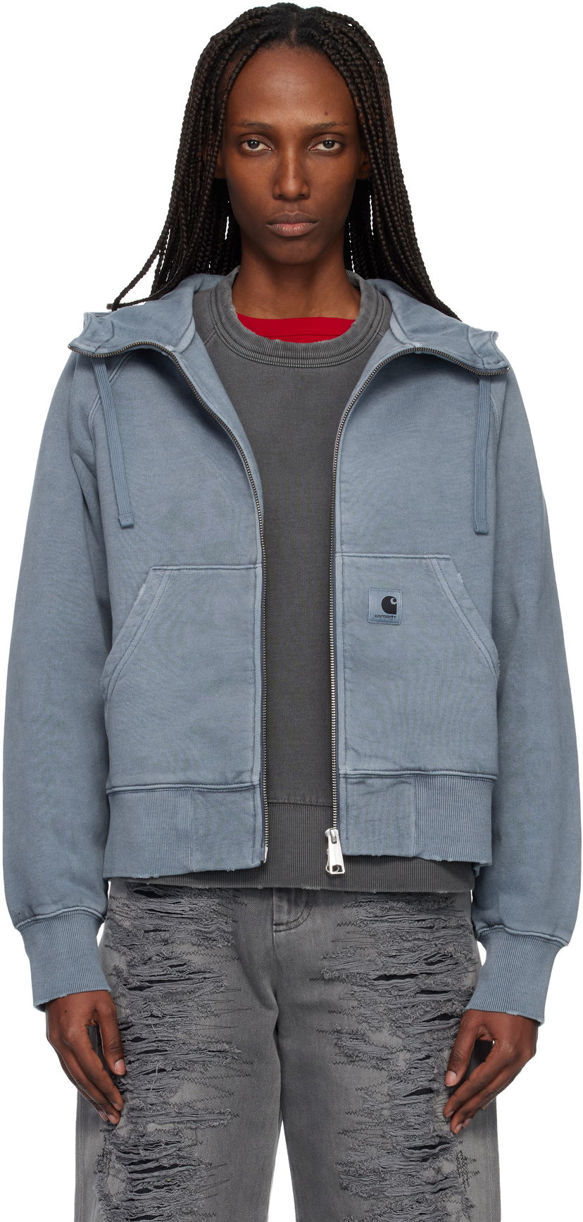 Mikina Carhartt WIP Work In Progress Torion Washed Full-Zip Hoodie Modrá | I036047 3GBB7