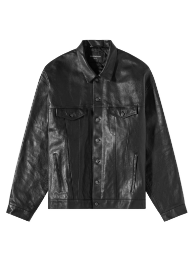 Bunda Balenciaga Boxy Leather Jacket Čierna | 697776-TMS03-1000