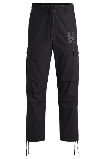 Cargo nohavice BOSS HUGO x Red Bull Regular-Fit Cargo Trousers Čierna | 50542801, 0