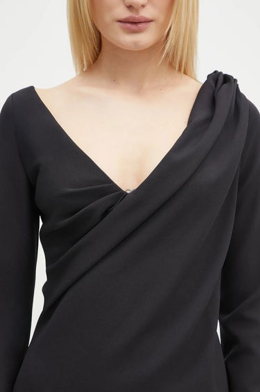 Šaty JW Anderson JW Anderson Shoulder Drape V-Neck Mini Dress Čierna | DR0446.PG1573.999, 3