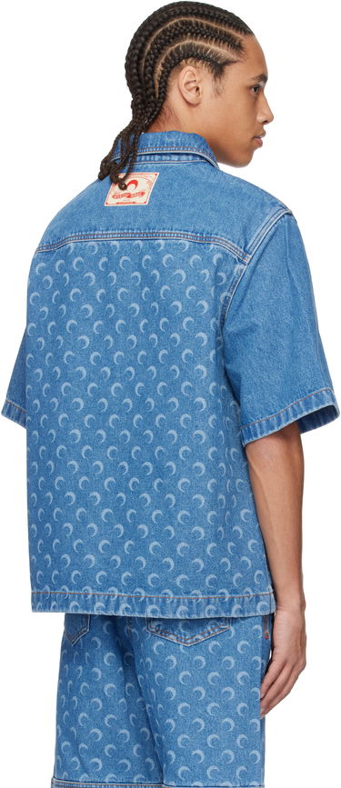 Košeľa Marine Serre Marine Serre Moon Laser Workwear Denim Shirt Modrá | MSI017A CDEN0002, 2
