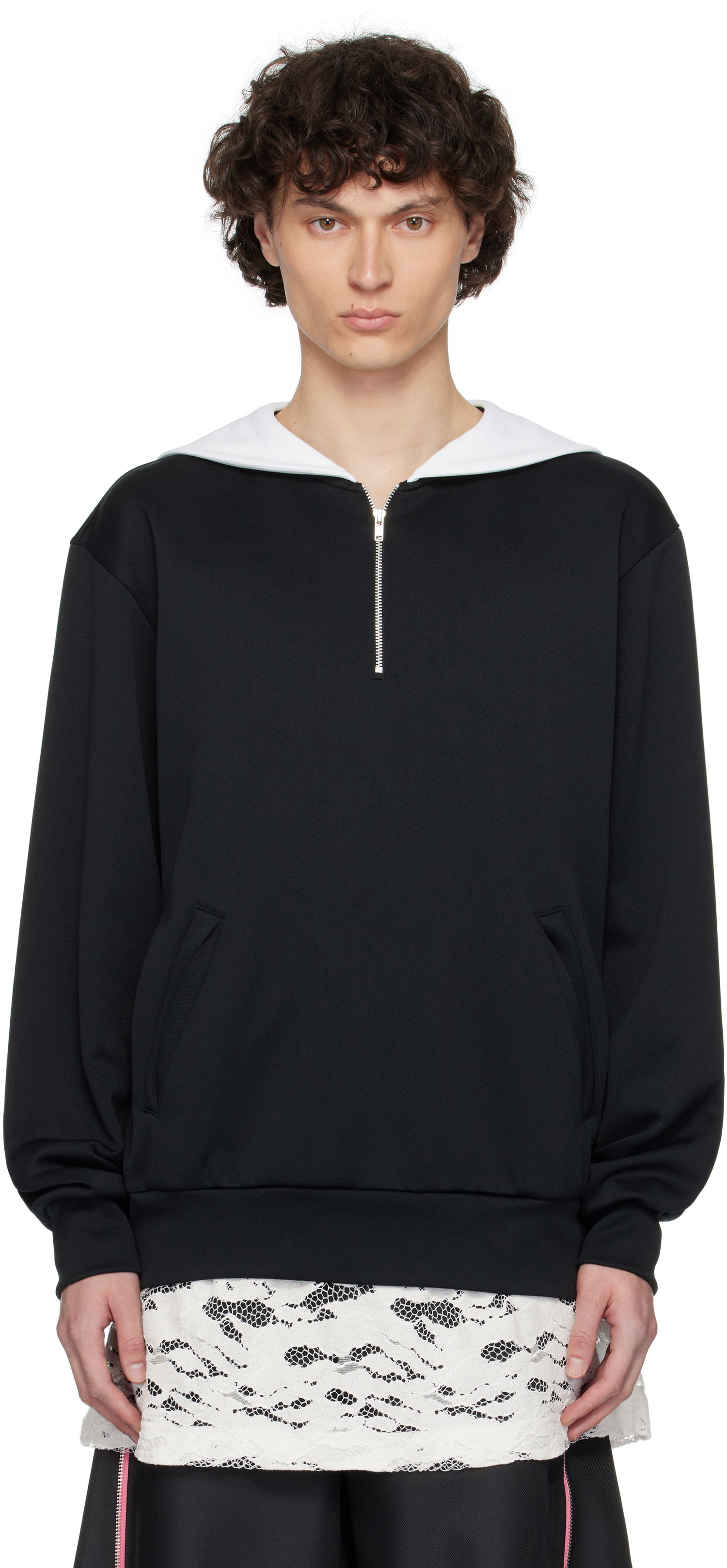 Mikina Comme des Garçons Homme Plus Smooth Thick Quarter Zip Sweatshirt Čierna | PO-T032-051, 0