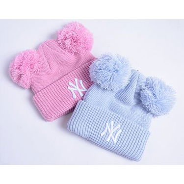 Kulicha New Era New Era Medium Knit Double Pom Beanie NY Yankees (52-54 cm) Modrá | 60565307, 2