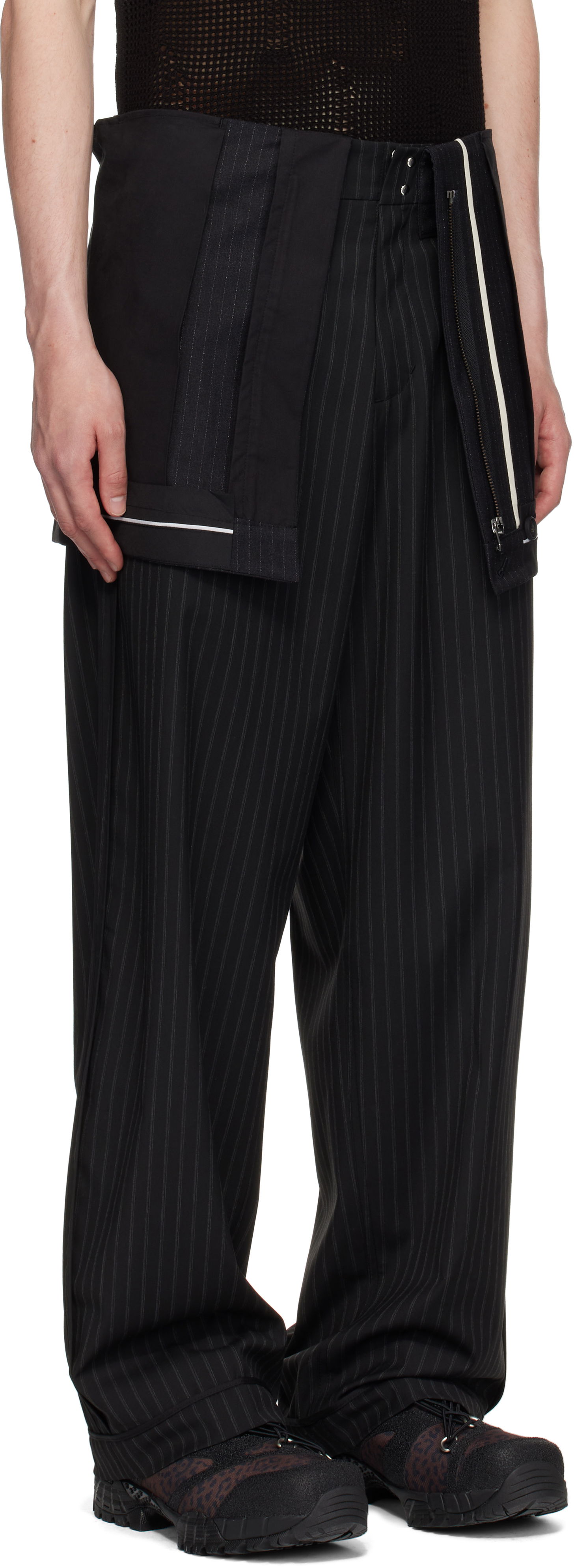 Nohavice Andersson Bell Inside Out Stripe Trousers Čierna | apa813m, 1
