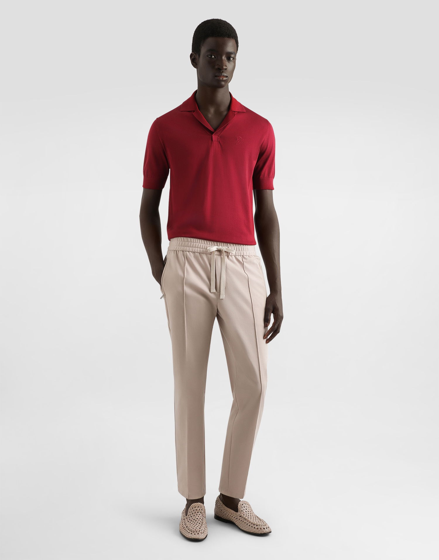 Polo tričko Dolce & Gabbana Dolce & Gabbana Silk Polo-Shirt with Logo Embroidery Červená | GXZ09ZJBSK3R0368, 1