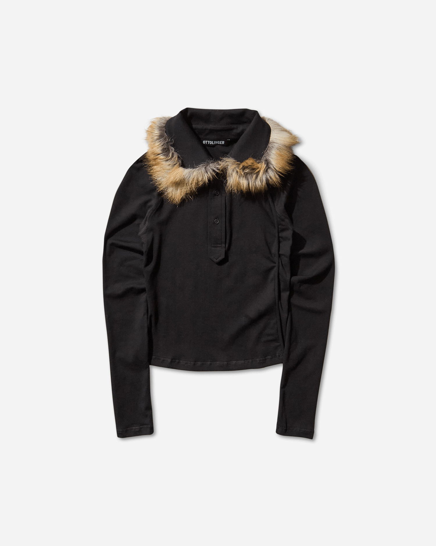 Košeľa Ottolinger Furry Fitted Longsleeve Polo Čierna | 11510471501 BLK, 1