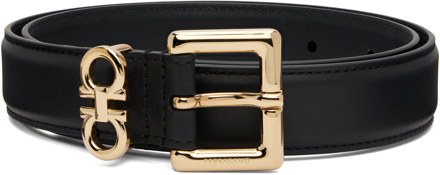 Opasok FERRAGAMO Salvatore Ferragamo Double Gancini Fixed Belt Čierna | 780415, 0