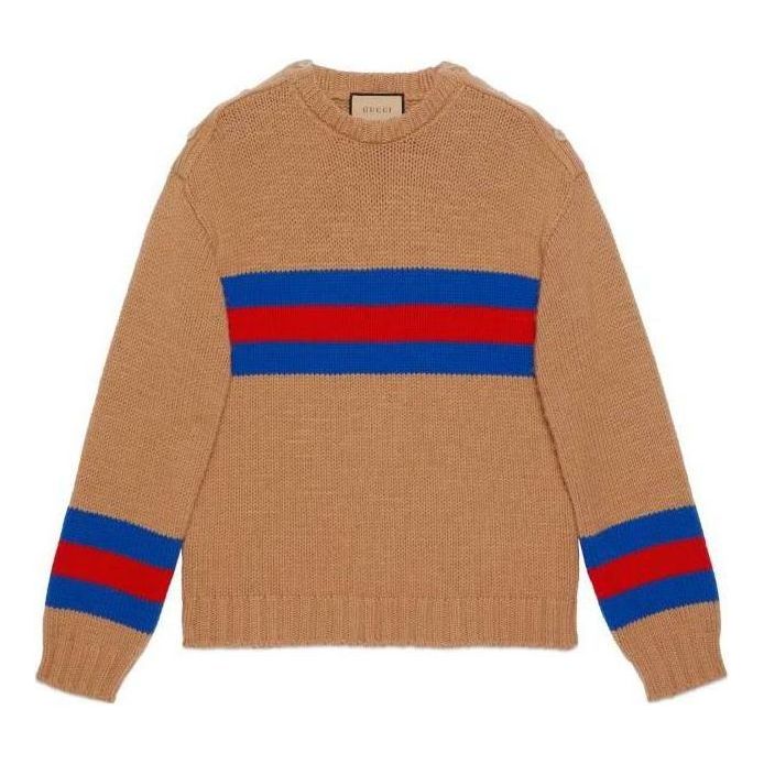 Sveter Gucci Wool Mohair Sweater With Web Hnedá | 750841-XKDF2-2032