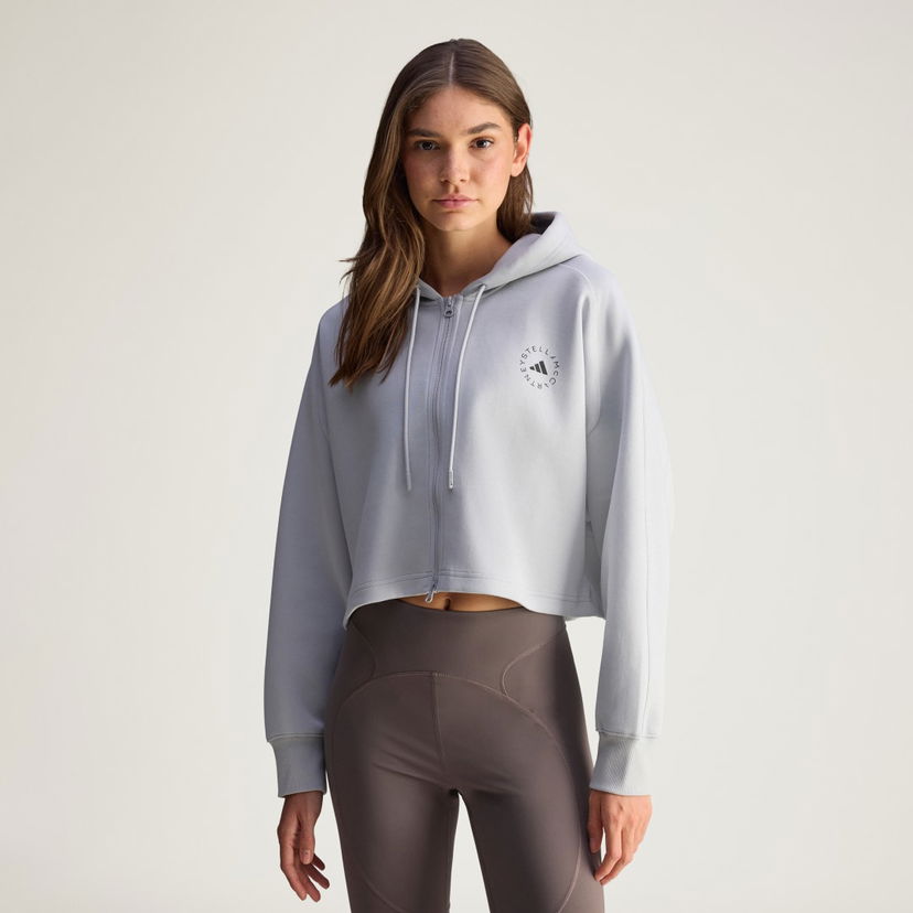 Mikina adidas Performance Stella McCartney Sportswear Cropped Full-Zip Hoodie Šedá | JW4689