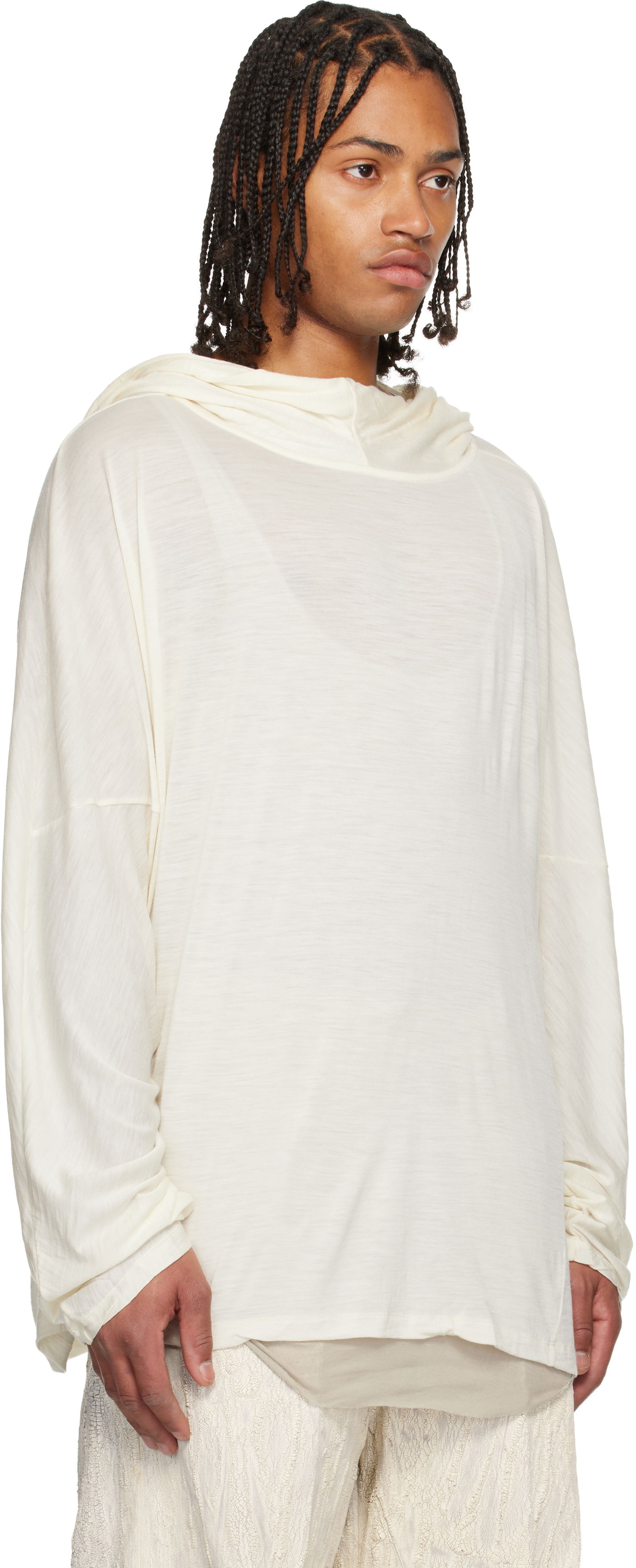 Mikina Rick Owens Concordians Loose-Fit Cowl Neck Tunic Hoodie Béžová | RR02E1502 JSW, 1